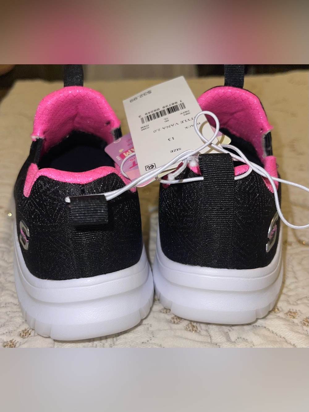 Skechers Sport Vana girls 13 slip on black pink NWT - Picture 2 of 7